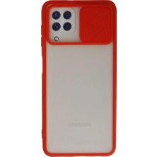 Motto Ticaret Newface Samsung Galaxy A22 Kılıf Palm Buzlu Kamera Sürgülü Silikon - Kırmızı