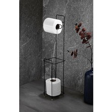 Haus Siyah Ayaklı Tuvalet Kağıtlığı Yedek Kağıt Hazneli Modern Stil ve Kolay Temizlik Özellikli