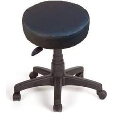 Silinebilir Deri Döşeme Konforlu Ofis Büro Bilgiyayar Taburesi Tekerlekli Tabure Eczane Hastahane (Siyah)