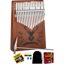 KLX-456 Hakiki Maun Ağacı Kalimba 17 Çelik Tuşlu (Türkçe Metod Çanta Çekiç)