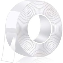 5 Metre Su Sızdırmaz Çift Taraflı Şeffaf Bant LTS-BND07 (Uzunluk 5m, GENIŞLIK:30MM, Kalınlık:1mm) Ekstra Güçlü Yıkanabilir Ince Nano Bant, Halı, Ev, Mutfak, Banyo, Araba Veya Ofis