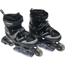 Furkan Toys F-Sports Black Ayarlanabilir Işıklı Paten FR38507/S 30-33 Numara Siyah Gri