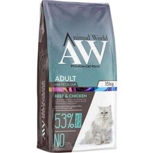 Animal World Multicolour Biftek ve Tavuklu Yetişkin Kedi Maması 15 kg