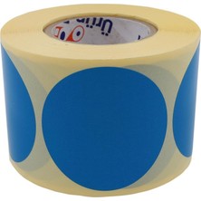 Daire Renk Baskılı Çap Etiketi 50MM x 50MM Ölçülerinde Yuvarlak Çıkartma Sticker 500 Adet Kendinden Yapışkanlı Rulo Etiketi Barkod Yazıcılar ile Uyumlu 40MM Kuka Kağıt Bazlı Etiket (Mavi)
