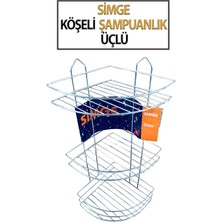 PremiumPort 3'lü Köşelik Paslanmaz Şampuanlık Seti, Modern ve Şık Tasarım