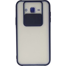 Motto Ticaret Newface Samsung Galaxy J7 Kılıf Palm Buzlu Kamera Sürgülü Silikon - Lacivert