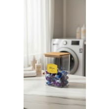 PremiumPort Ahşap Kapaklı 2000 ml Deterjan Organizeri, Şık ve Kullanışlı Tasarım