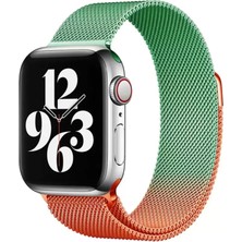 Motto Ticaret Newface Apple Watch 38MM Metal Mıknatıslı Kordon - Turuncu-Yeşil