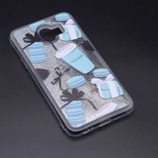 ZM Store Galaxy J4 Kılıf Sıvılı Renkli Simli Desenli Marshmelo Kapak