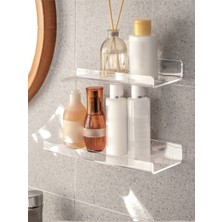 PremiumPort Şeffaf Banyo Rafı Çiftli Set, 30CM ve 20CM, Şık ve Pratik Düzenleme