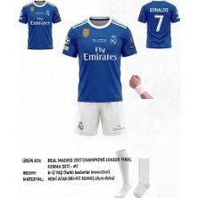 Yenteks Real Madrid Cristiano Ronaldo Cardif Mor Beyaz Şort   Futbol Çocuk Forması 2017 Sezon 4'lü Set Forma + Short+Çorap+Bileklik