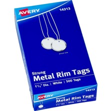 Avery Metal Rim Marking Tags, Metal/paper, 1 – 1/4" Çap, Beyaz, 500/BOX, Sold As 1 Box