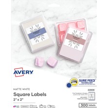 Avery Yazdırılabilir Boş Kare Etiketler, 5 cm x 5 Cm, Mat Beyaz, 1500 Özelleştirilebilir Etiket (228