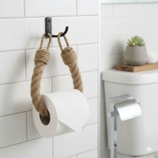 PremiumPort Doğal Jüt Halat ile Duvara Monte Banyo Peçetelik ve Tuvalet Kağıdı Askısı