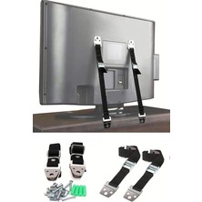 LED Tv Askısı Dolap Gardırop Büfe Kitaplık Sabitleme Bebek Çoçuk Koruma Deprem Güvenlik Kemeri (1 Takım 2 Kemer)