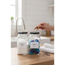 PremiumPort 3l Dekoratif Cam Kavanoz, Beyazlar ve Renkliler, Siyah Kapak