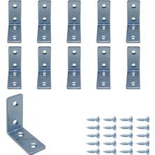 10 Ad. L Demir Gönye Köşebent 16X35X35MM - Mobilya Dolap Eşya Duvara Sabitleme Aparatı - Raf Masa Çekmece Sandalye Kitaplık Gardırop Köşe Sabitleme Birleştirme Bağlantı Demiri