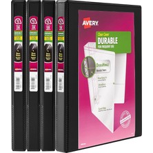 Avery Durable Şeffaf Dosya, 4'lü Paket, 0,5 Inç, Siyah