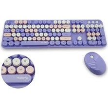 Mofii Kablosuz Klananye ve Mouse Set Bluetooth 104 Tuşlu Pc Notebook Uyumlu Klaynane Nane Fare 136MM x 445MM ZR513 Lila, Coverzone