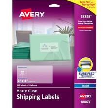 Avery Mürekkep Püskürtmeli Yazıcılar Için Şeffaf Kolay Soyulabilir Gönderim Etiketleri 5 cm x 10 Cm,