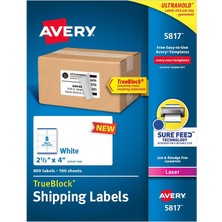Avery Yazdırılabilir Boş Kargo Etiketleri, 6,35 cm x 10,16 Cm, Beyaz, 800 Etiket, Lazer Yazıcı, Kalı