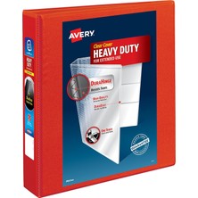 Avery Heavy Duty View 3 Halkalı Klasör, 3,5 cm Tek Dokunuşlu Ezd Halka, 12 Kırmızı Klasör (79171)