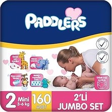 SHC4200 Paddlers Bebek Bezi 2 Numara Mini (3-6 Kg) 160 Adet – 2’li Set