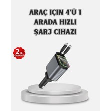 DS LLC Araç Şarj Cihazı 4 Portlu 66W Hızlı Şarjlı LED Işıklı ve 180° Dönebilir