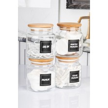 PremiumPort 4’lü Kulak Pamuğu ve Pamuk Kavanozu, 500 Ml, Vakumlu Kapaklı
