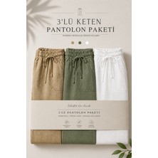 Damga 3 Adet Erkek Premium Yazlık Jogger Keten Pantolon