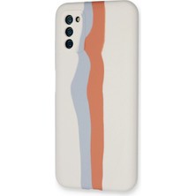 Motto Ticaret Newface Samsung Galaxy A03S Kılıf Ebruli Lansman Silikon - Beyaz-Turuncu