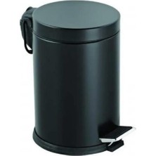 PremiumPort Şık Siyah Paslanmaz Çöp Kovası, Pedallı, 5 Litre, Pratik Kullanım