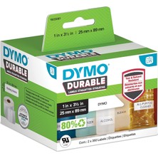 Dymo 1933081 Lw Durable-Etiketten Labelwriter-Baskı, Beyaz Polyester 25 x 89 mm