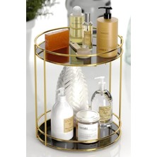 PremiumPort Iki Katlı Altın Banyo Düzenleyici Raf ve Organizer Stand