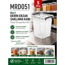 5 Litre Derin Erzak Saklama Kabı MRD051 – Kilitli Kapaklı, Sızdırmaz, Bpa Içermez, Istiflenebilir Mutfak Saklama Kabı