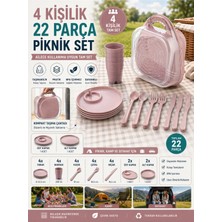 4 Kişilik Piknik Seti 22 Parça Taşınabilir Çantalı Kamp Seyahat Yemek Seti