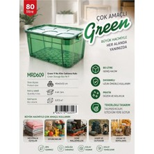 80 Litre Tekerlekli Şeffaf Saklama Kutusu Green – Büyük Boy Kapaklı Depolama Kutusu, Çok Amaçlı Kiler & Oyuncak & Erzak Düzenleyici