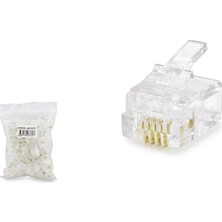 SHC4200 RJ11 Konnektör 4pın Telefon 100LÜ Paket Şeffaf HDX5059