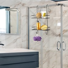 PremiumPort Şeffaf Askılı Duşakabin Rafı, Pratik ve Şık Banyo Aksesuarı