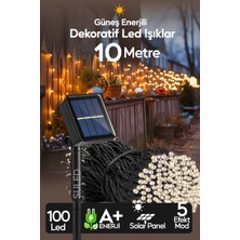 Suled 10 Metre Solar Enerjili Dekoratif 100 LED Işık Bahçe Balkon ve Süsleme Ledleri Gün Işığı