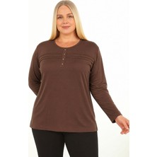 Döne Gözübek Kadın Giyim Uzun Kollu Mevsimlik Anne Penyesi Düğme Detaylı Bluz