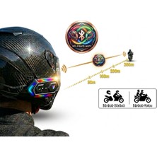 Serreha Motosiklet Interkom Bluetooth Kulaklık - 300 Metre Menzilli Ikili Bağlantı - Rgb Işıklı Su Geçirmez Kask Kulaklığı