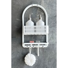 PremiumPort Pratik ve Şık Beyaz Plastik Banyo Duş Rafı, Düzen ve Konfor Sağlar