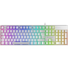 CetKing Enigma Rainbow Aydınlatmalı Red Switch Mekanik Beyaz Oyun Klavyesi