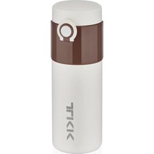 CetKing 450ML Paslanmaz Çelik Kilitlenebilir Kapak Kahve Bardağı Mug (6 Saat Sıcak-Soğuk) (Kahverengi)