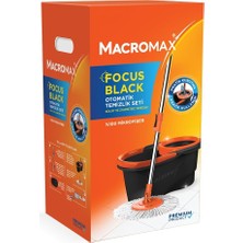 CetKing Max Focus Black Otomatik Temizlik Seti, Pedalsız Döner Sıkmalı 360 Başlıklı Mikrofiber Paspas