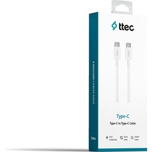 Ttec Usb-C - Usb-C 120CM 60W Pd/qc Hızlı Şarj ve Data Kablosu Beyaz 2DK36 Lyon Tech