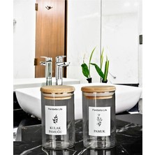 PremiumPort Bambu Kapaklı Cam Kulak Pamuğu ve Pamukluk 250 Ml, Şık ve Kullanışlı Ürün