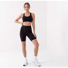 Onlio Giyim Siyah Yüksek Bel Toparlayıcı Iç Göstermez Esnek Rahat Spor Biker Şort Tayt