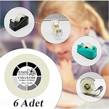CetKing Para Bandı 12MM x 33 Metre 6 Adet Artlantis Şeffaf Okul Ofis Bantı 6 Adet